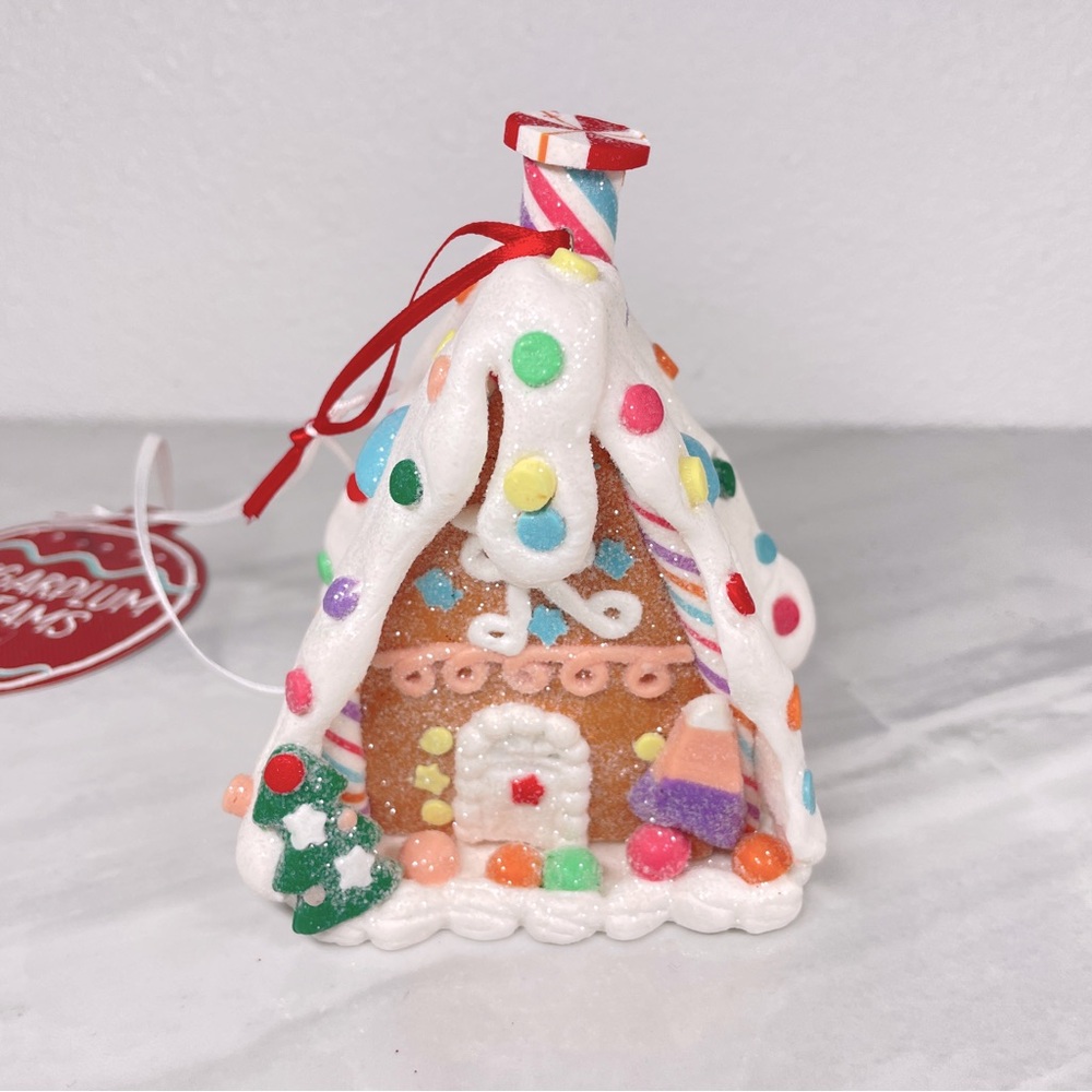 NEW Sugarplum Dreams Gingerbread House Christmas Ornament‎ Candy Cane Glitter